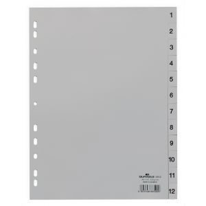 Przekładki Durable A4 PP Szare 1-12